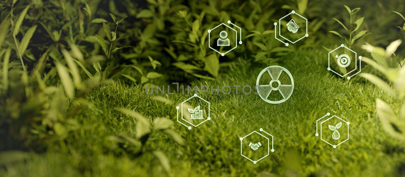 Biohazard green energy innovation renewable energy resources. The latest modern technological solutions 3D Illustration by yay_lmrb