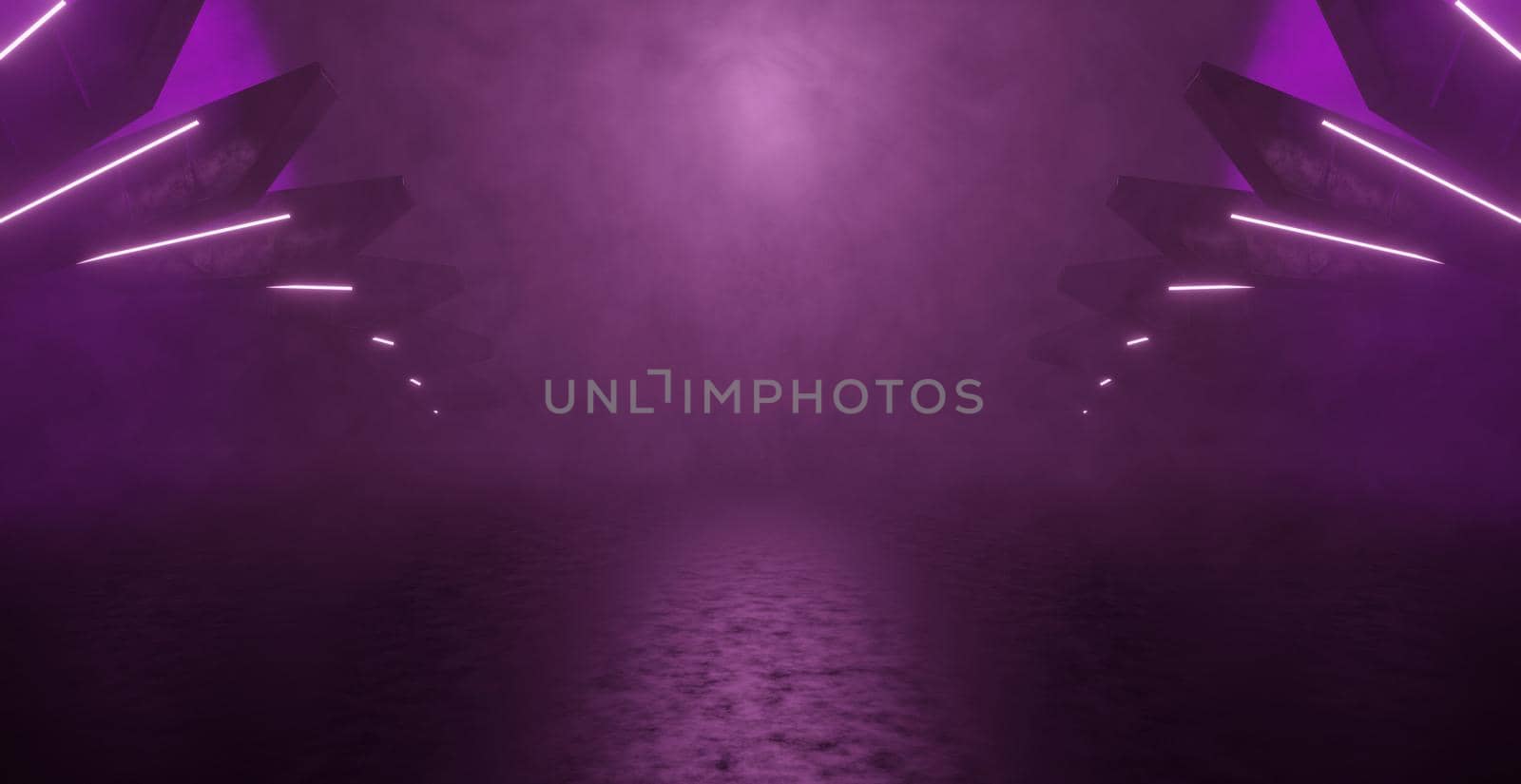 Futuristic Futuristic Science Fiction Mysterious Cinematic Smoke Violet Schematic Futuristic Showroom Or Hall Abstract Background 3D Render