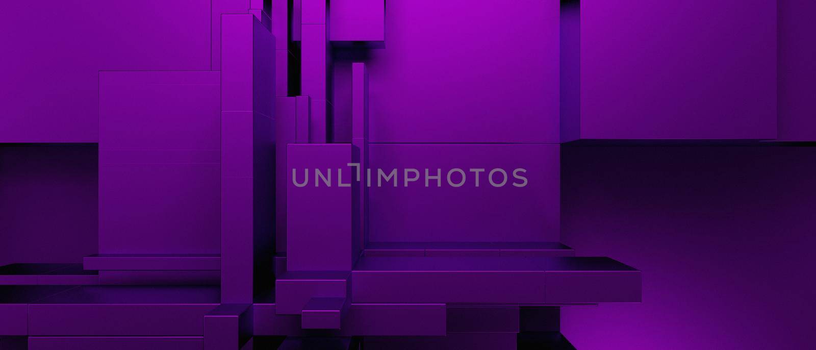 Abstract Amazing 3D Blocks Cubes Future Deep Violet Banner Background 3D Illustration by yay_lmrb