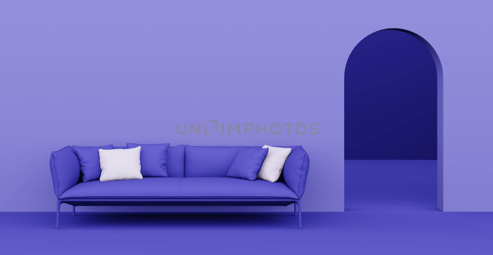 3d Abstract interior. Interior template. Bright color in the interior