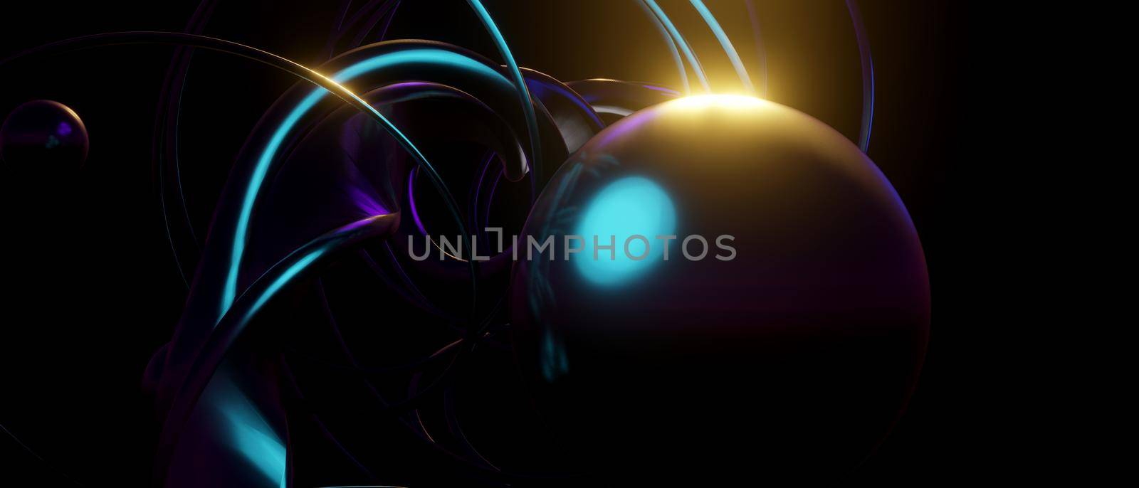 Colorful Abstract Shapes Irridescent Blue Purple Banner Background Wallpaper 3D Render