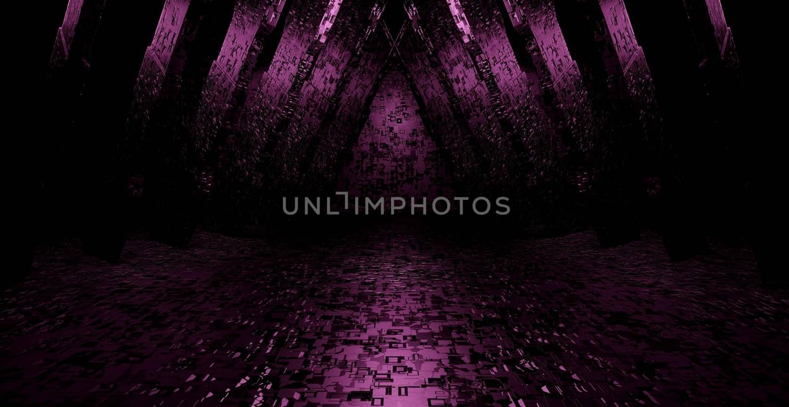 Innovative Bright Purple Banner Background Alien Concept 3D Illustration