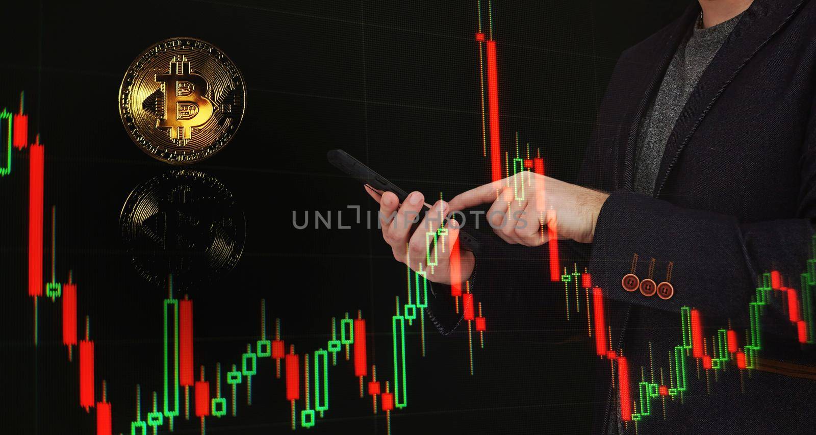 Finance Content marketing.Business Analytics Data Management System concept on dark background.