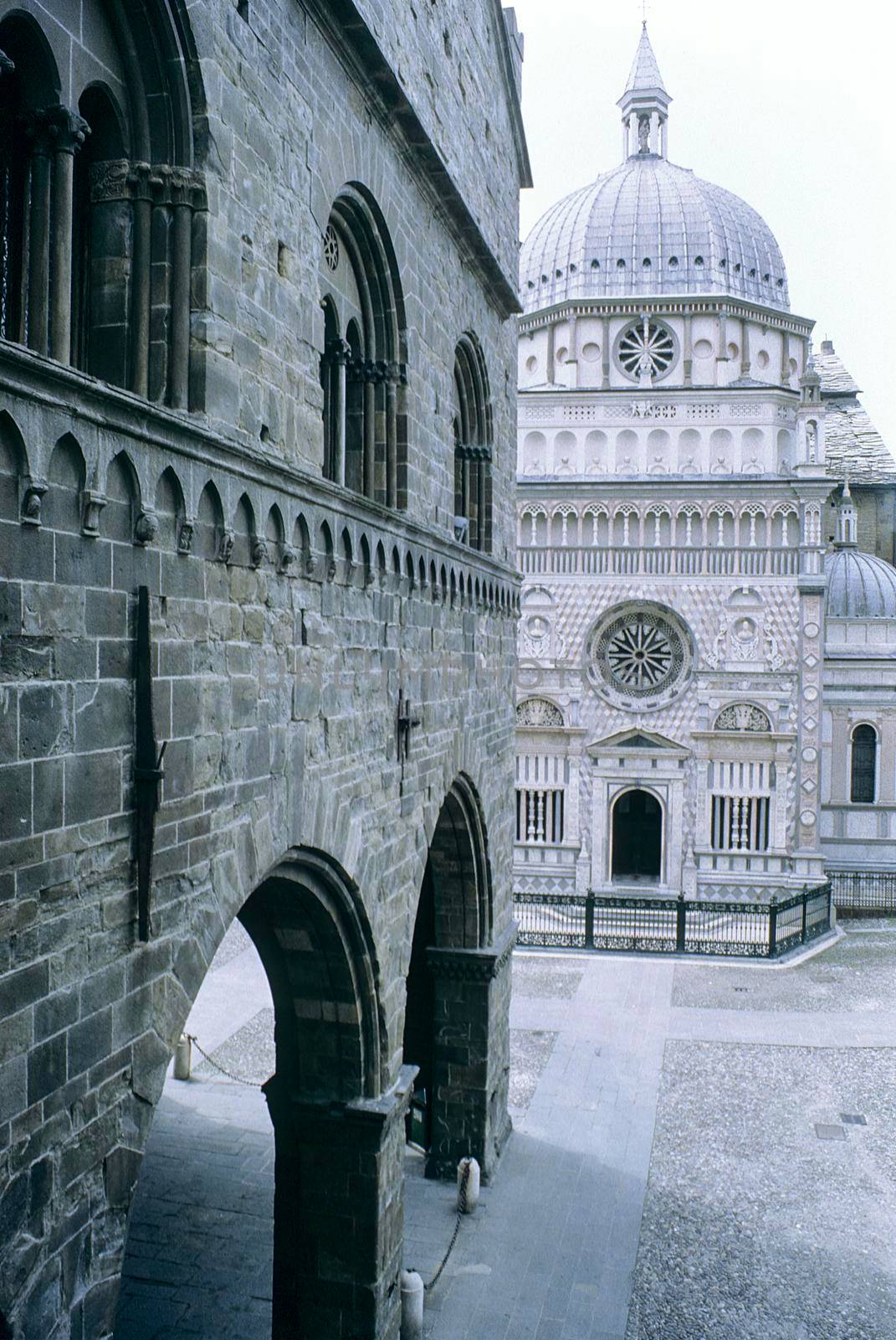 Part of facade from Basilica of Santa Maria Maggiore, Cappella Coleoni, Piazza Duomo, Bergamo Alta Citta, Italy