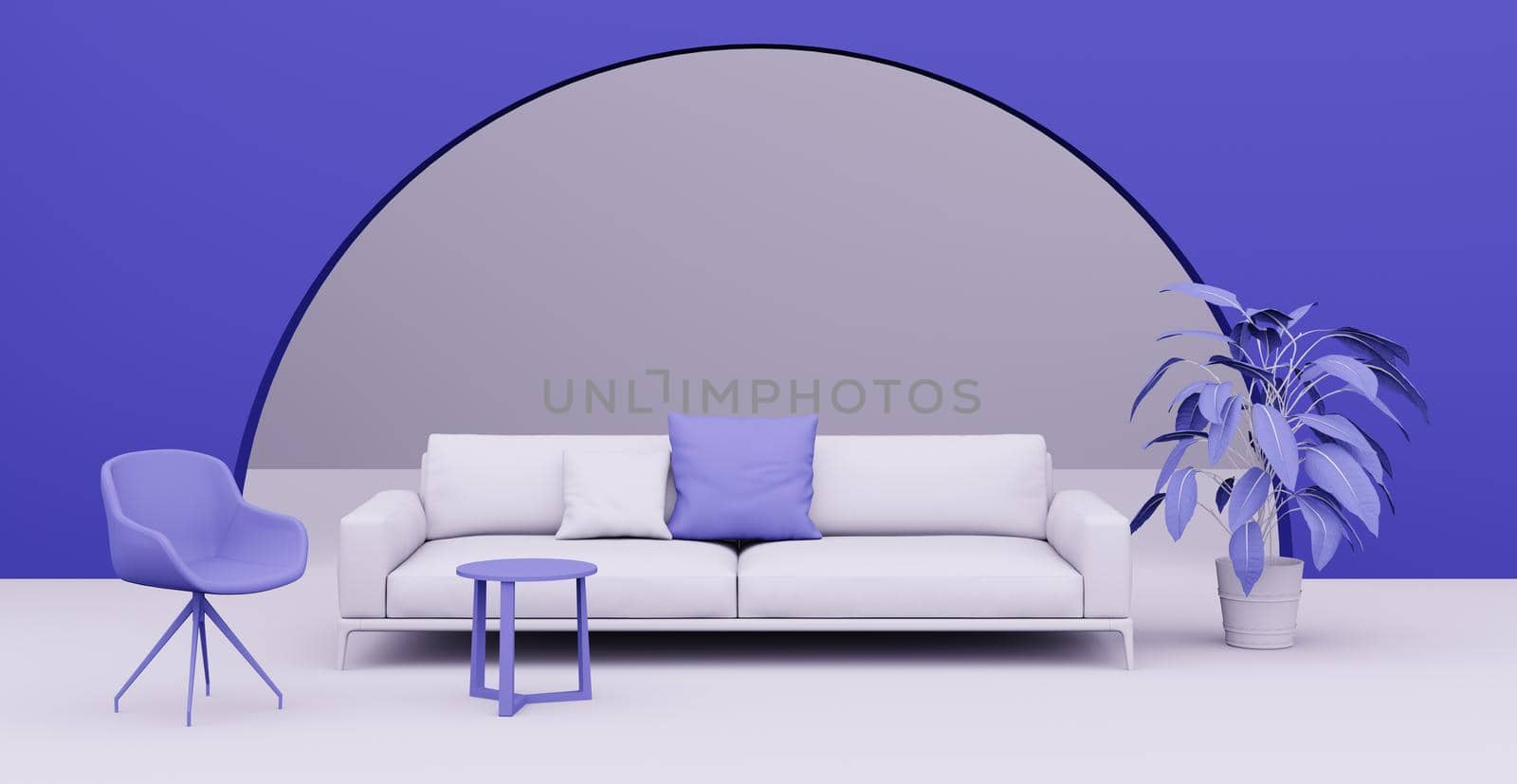 3d Abstract interior. Interior template. Bright color in the interior