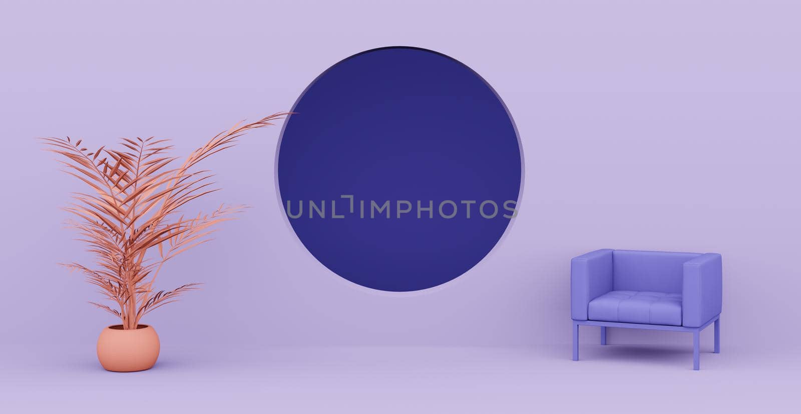 3d Abstract interior. Interior template. Bright color in the interior