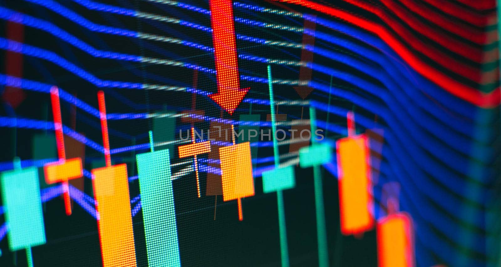 Economy trends background for business idea . Financial graph on technology abstract background represent financial crisis by Maximusnd