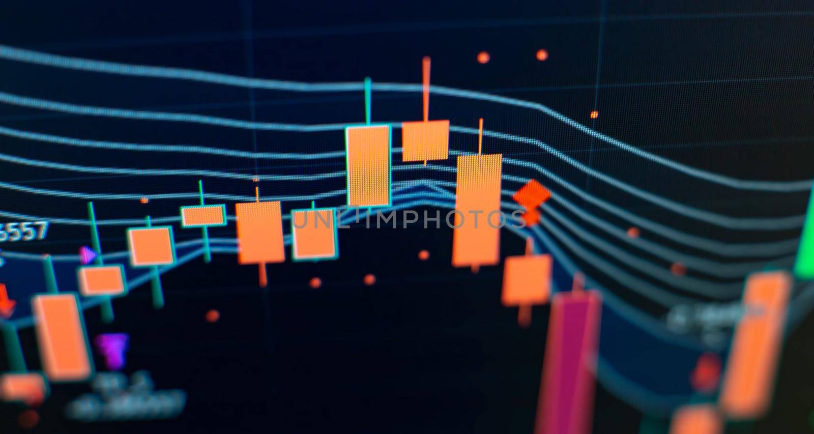 Trading graph in graphic concept with copyspace suitable for financial investment or Economic trends business idea by Maximusnd