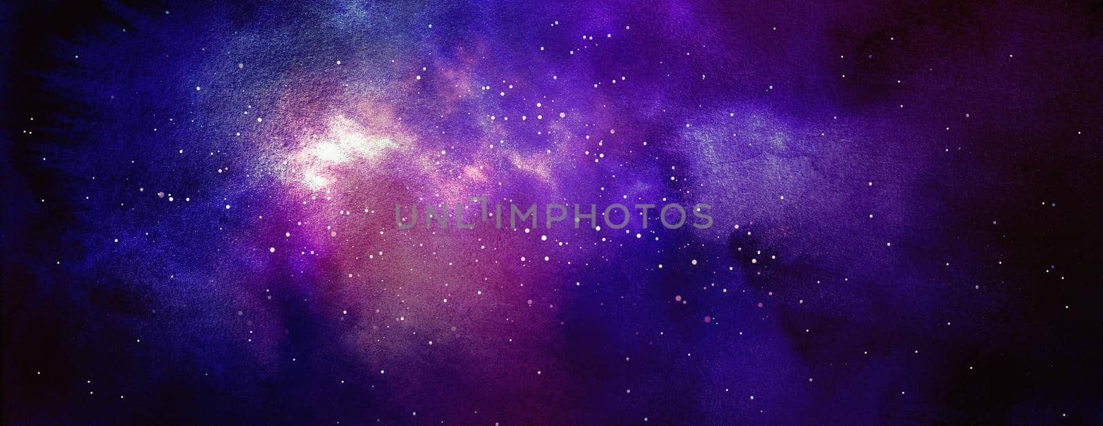 Cosmic illustration. Beautiful colorful space background. Watercolor