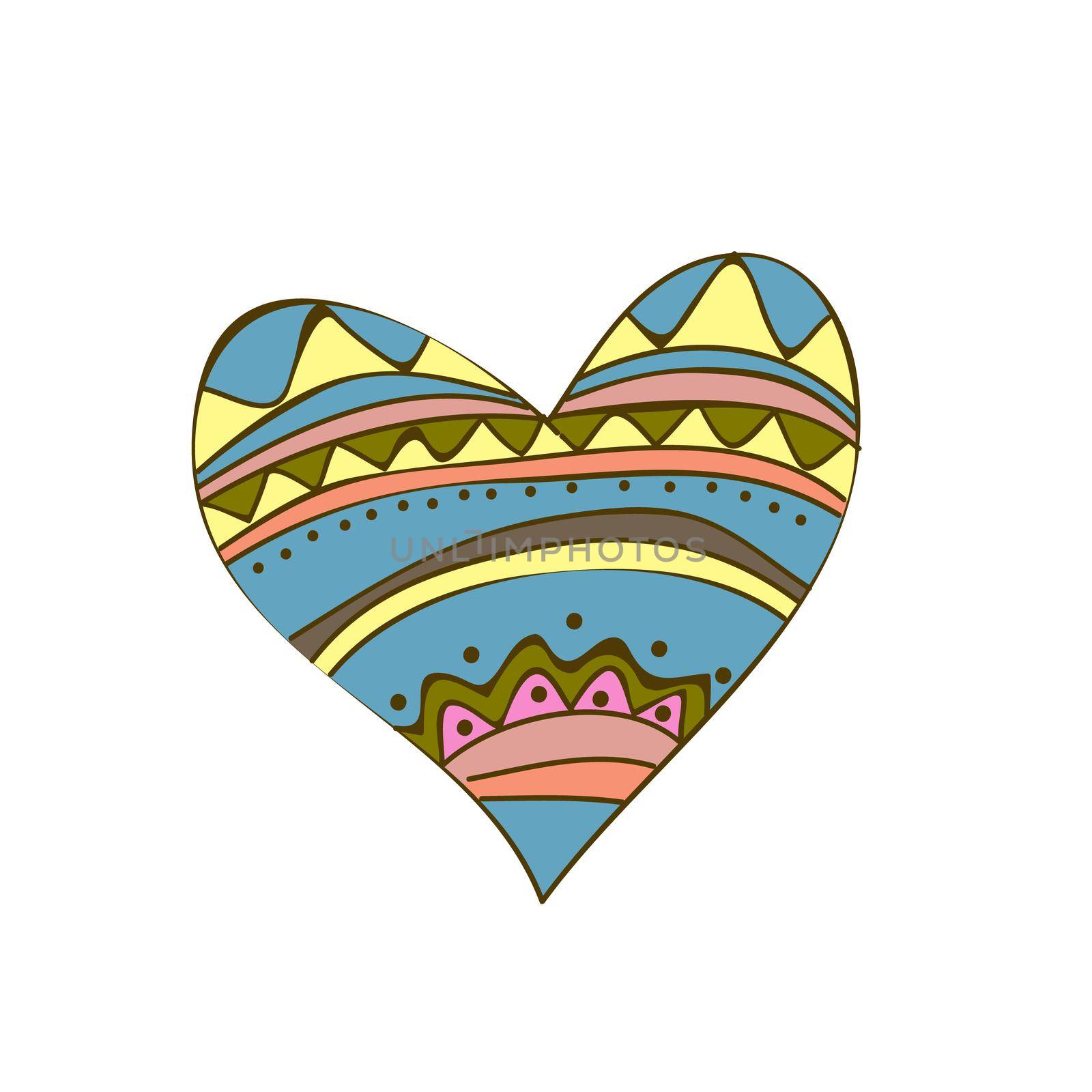 Vector heart shape. Hand drawn ornament heart. Doodle, Valentine greeting card by natali_brill