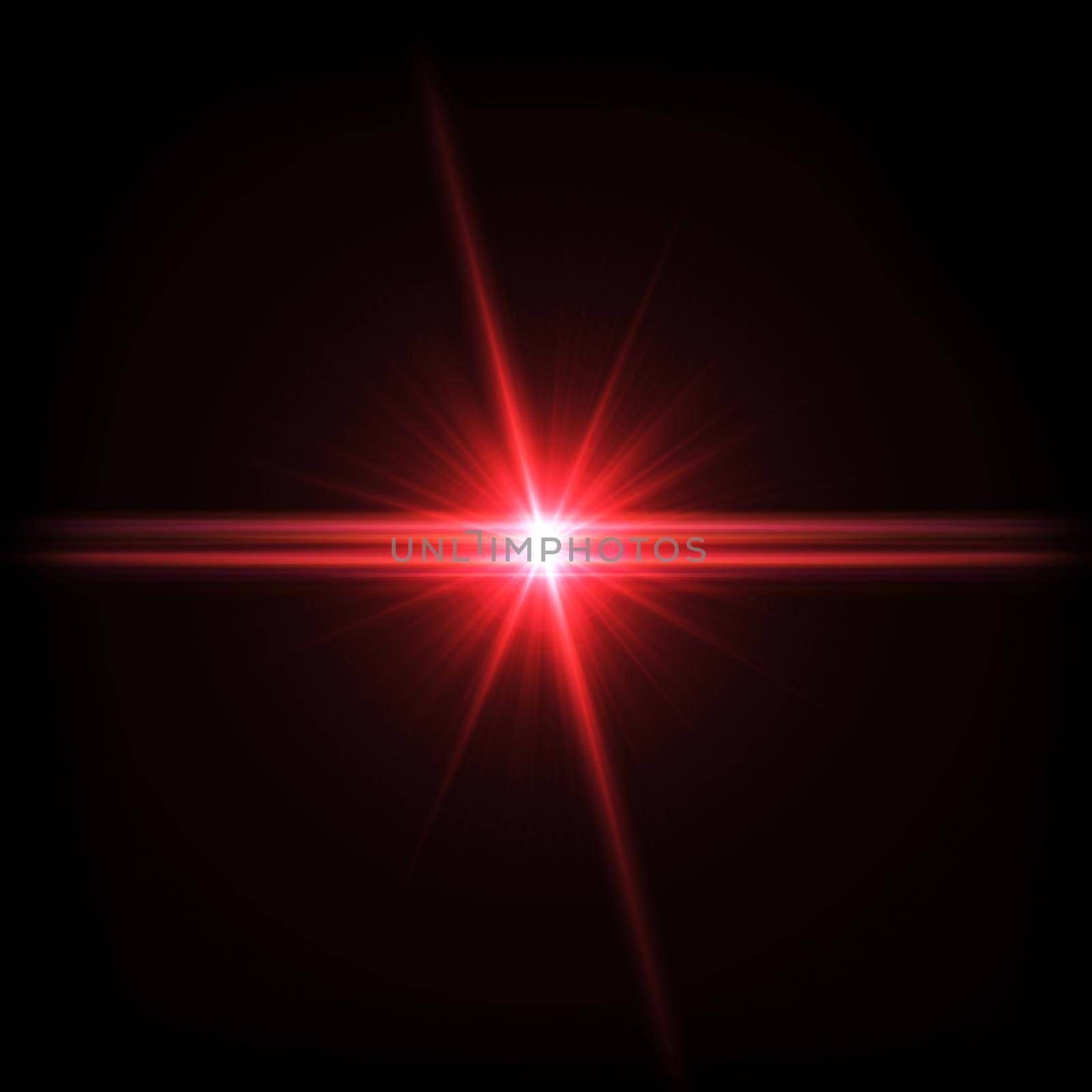 Red Light Lens flare on black background. Lens flare with bright light isolated with a black background. Used for textures and materials.