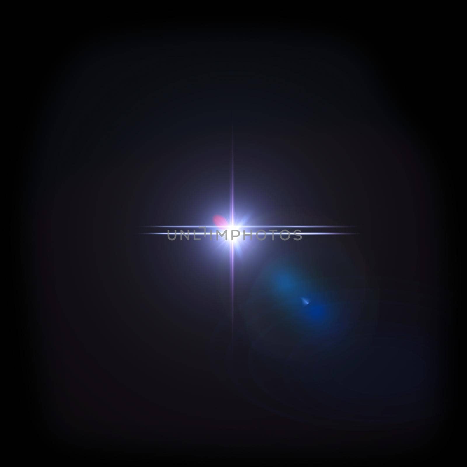 Purple Light Lens flare on black background. Lens flare with bright light isolated with a black background. Used for textures and materials.