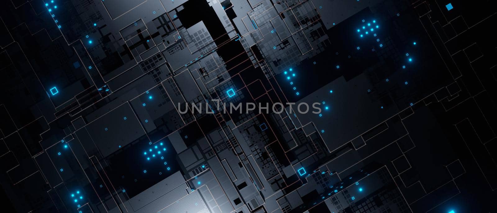 Abstract Shiny Sci-fi Hi-tech Equipment Facility Modern Dark Blue Background 3D Illustration