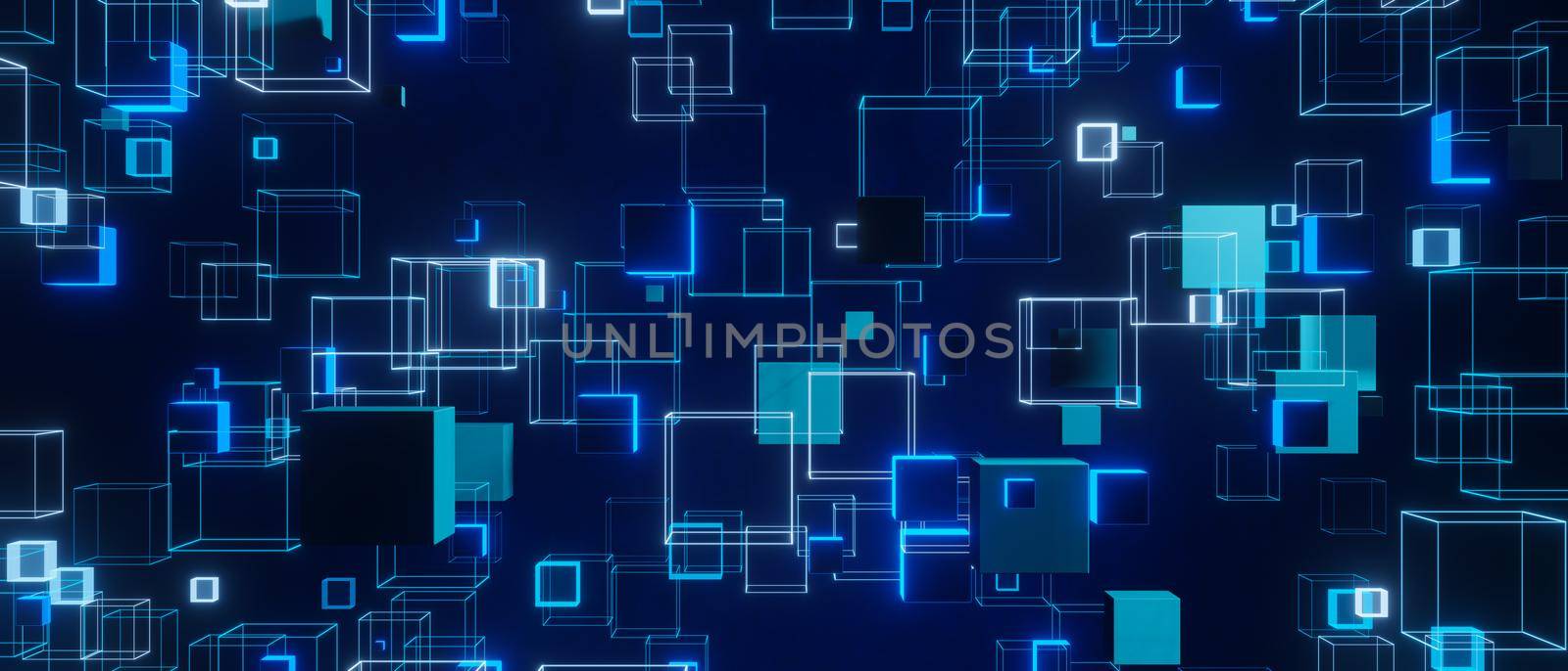 Abstract neon background, geometric background polygonal structure 3d render