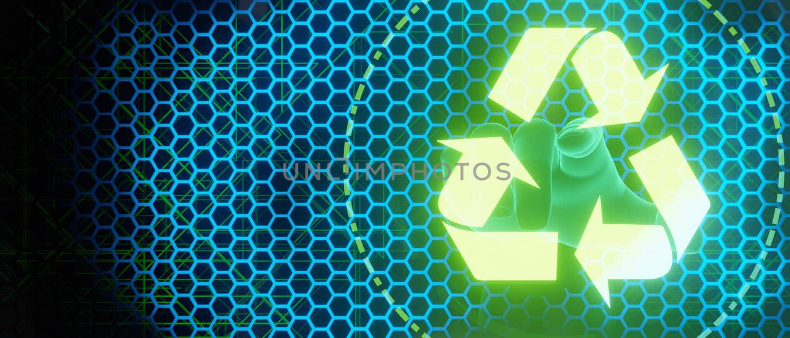Recycle renewable futuristic abstract banner background 3D Illustration by yay_lmrb