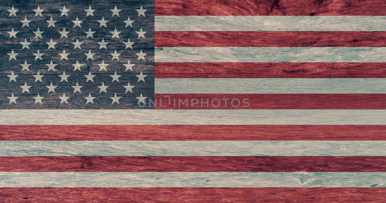 American flag on wooden background. National flag of the United States of America. 4th of July background. The Stars and Stripes. The Star-Spangled Banner. USA flag emblem. National symbol and ensign. by Fahroni