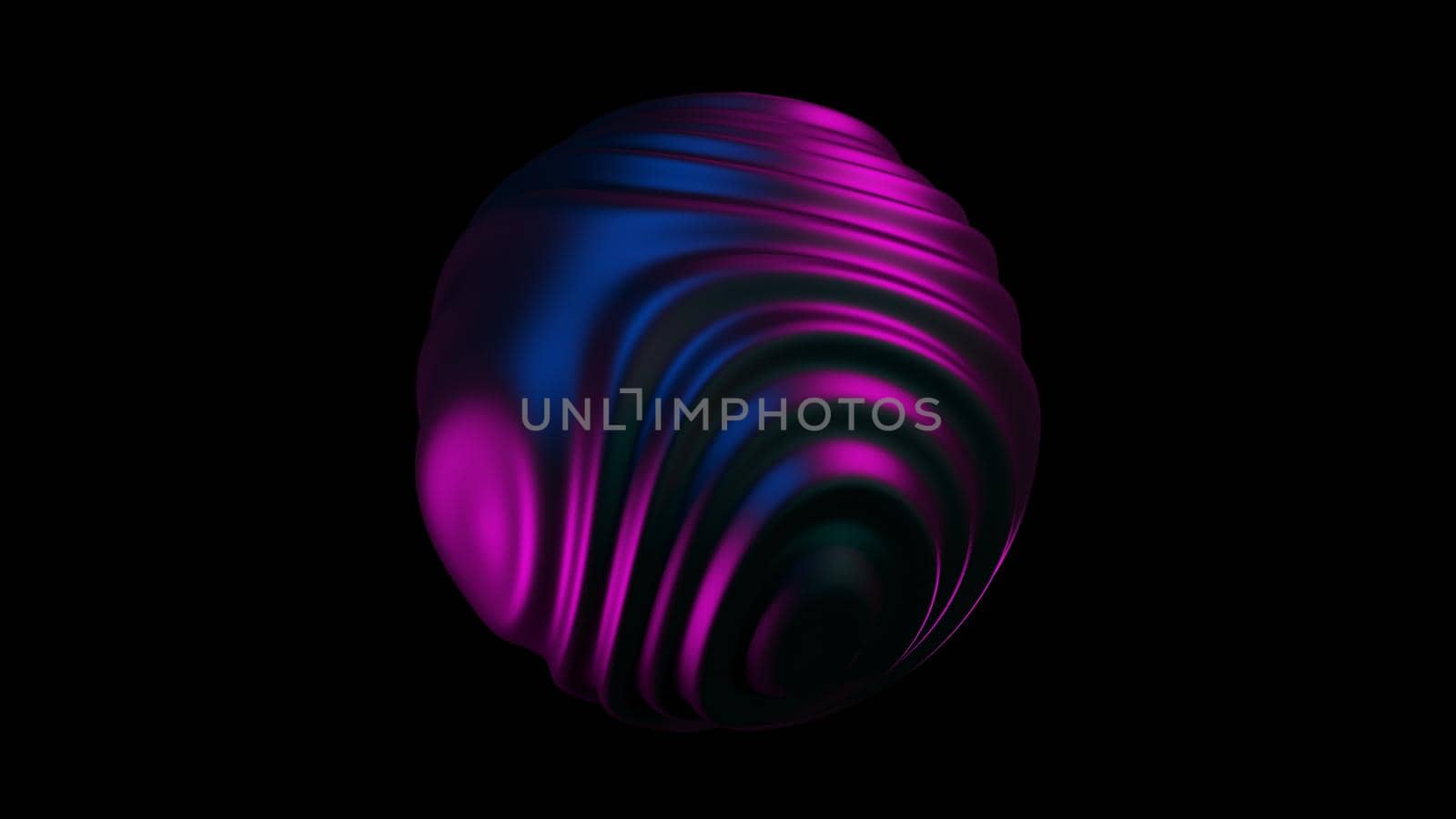 Liquid Sphere 3d blue purple light. Abstract morphing sphere.