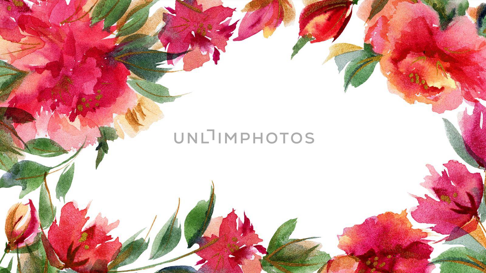 Pink Peony botanical watercolor background by Xeniasnowstorm