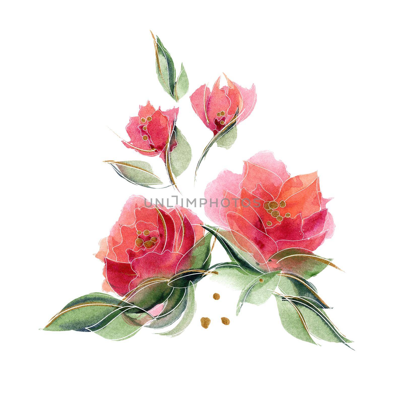 Pink floral composition with delicate fragrant rose flowers. Spring mood with nature ditsy bouquet