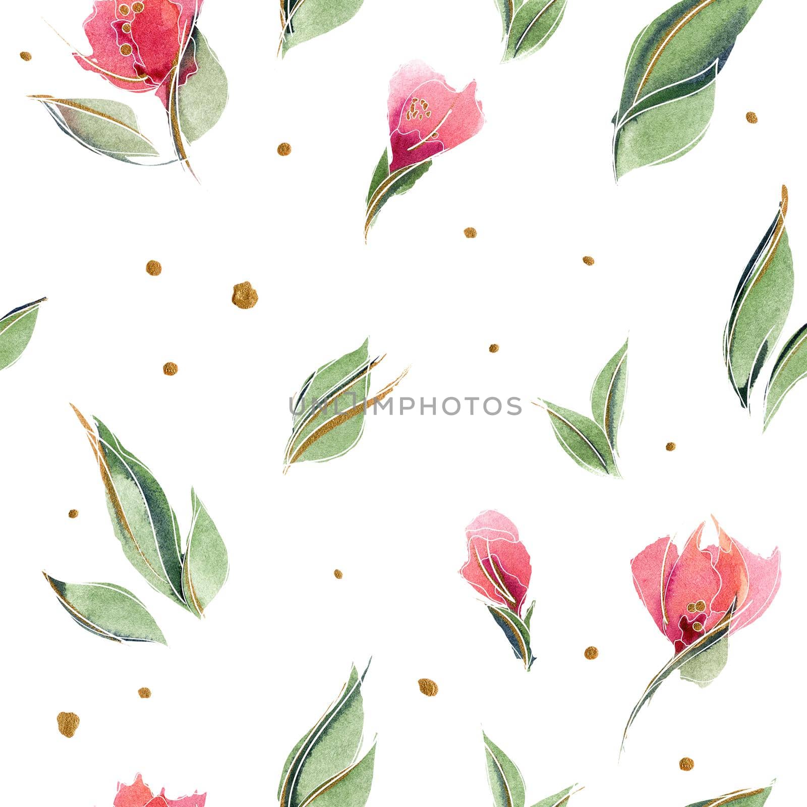 Pink floral seamless pattern with delicate rose buds by Xeniasnowstorm