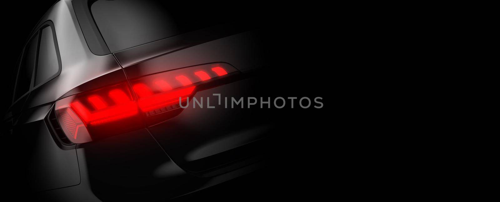 Close up of a backlight of a generic and unbranded car. 3D illustration by cla78