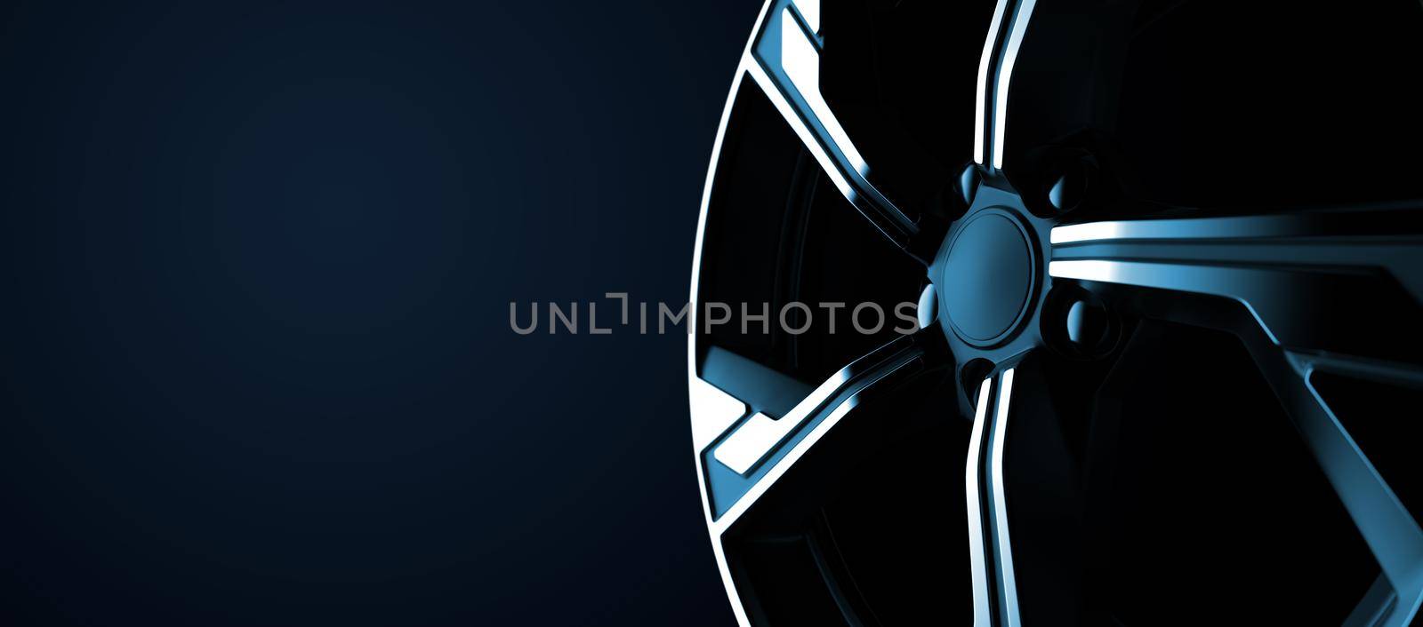 Close up of a beautiful rim on a dark blue background. 3D illustration by cla78