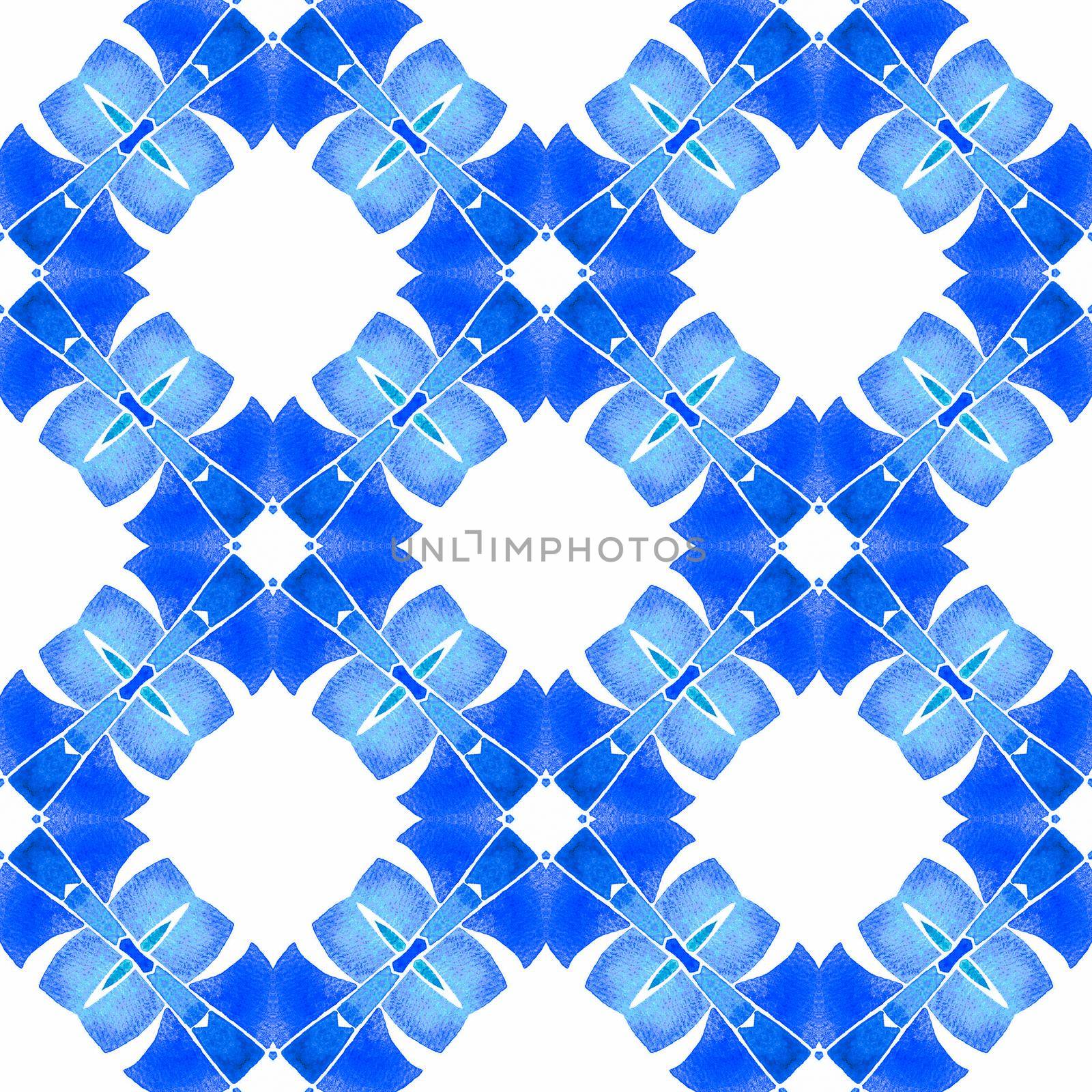 Arabesque hand drawn design. Blue favorable boho chic summer design. Oriental arabesque hand drawn border. Textile ready dramatic print, swimwear fabric, wallpaper, wrapping.