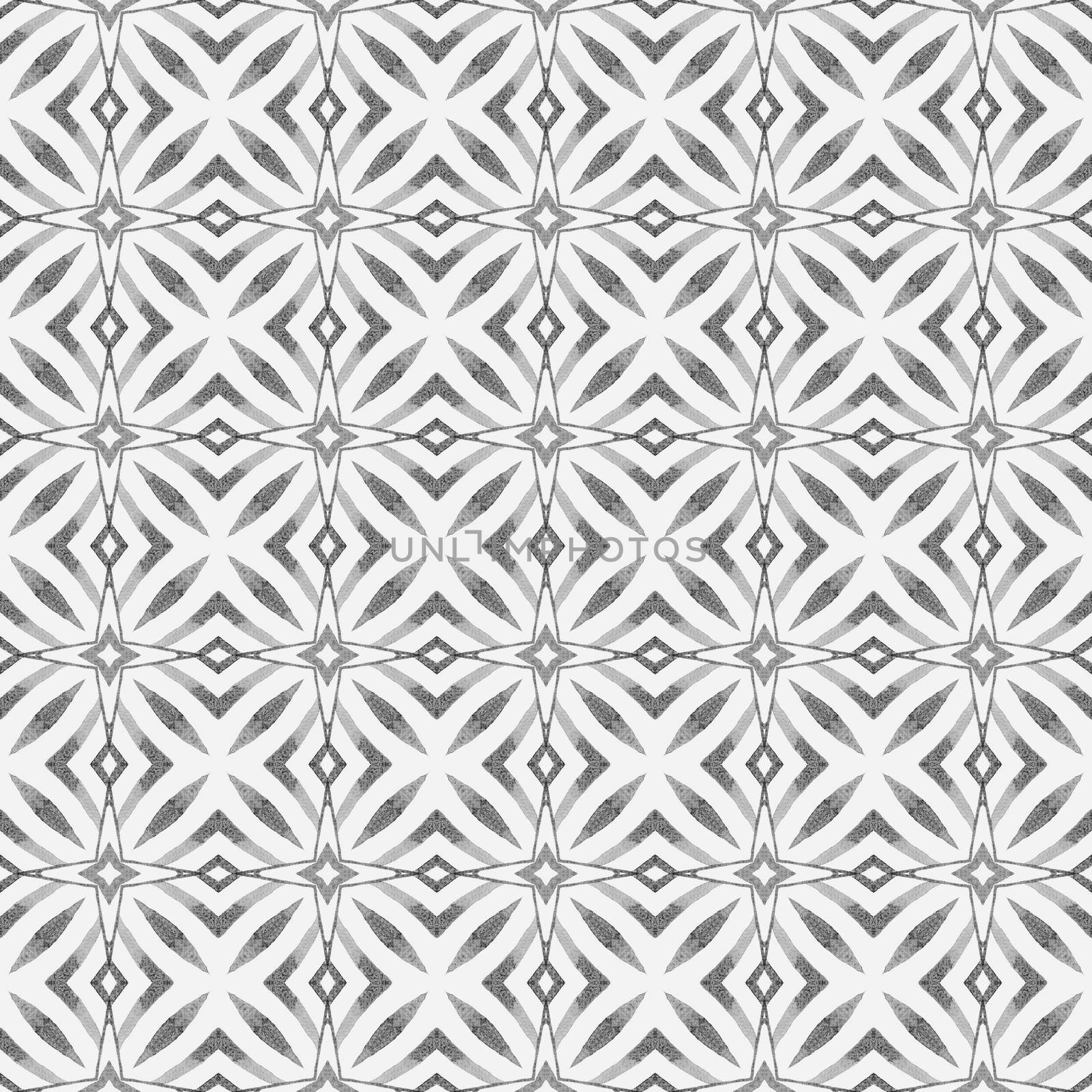 Exotic seamless pattern. Black and white pleasing boho chic summer design. Summer exotic seamless border. Textile ready quaint print, swimwear fabric, wallpaper, wrapping.
