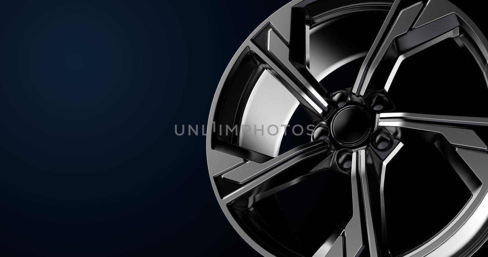 Beautiful new rim on a dark blue background. 3D illustration