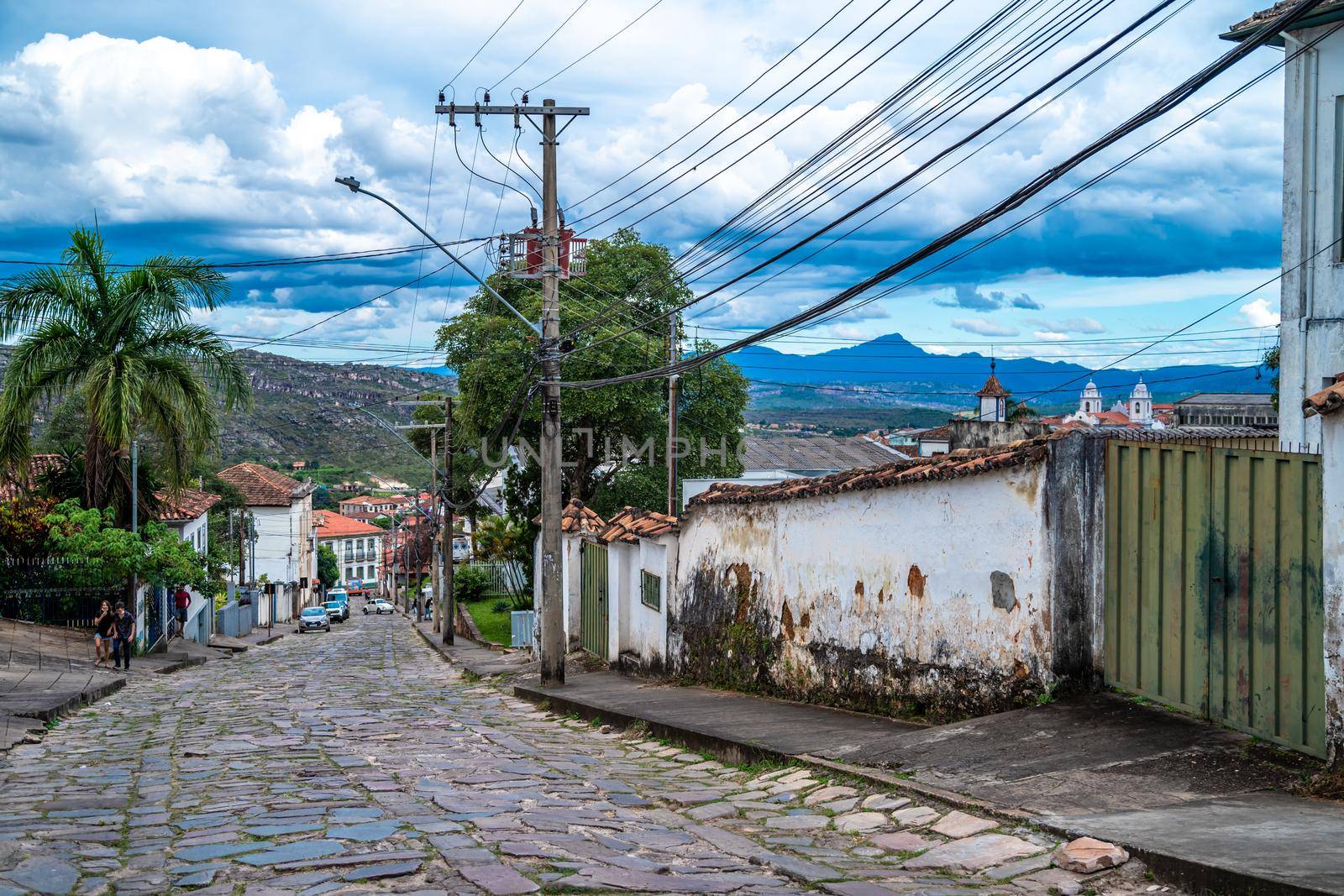 Diamantina, Brazil - March 2. 2022: streets of the city listed as a UNESCO World Heritage Site.