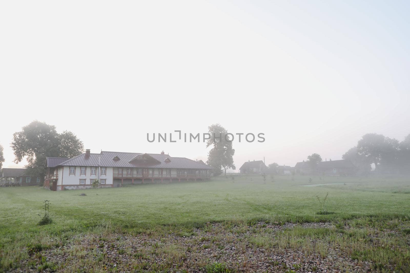 Beautiful natural pastoral scenery of countryside landscape in summer.