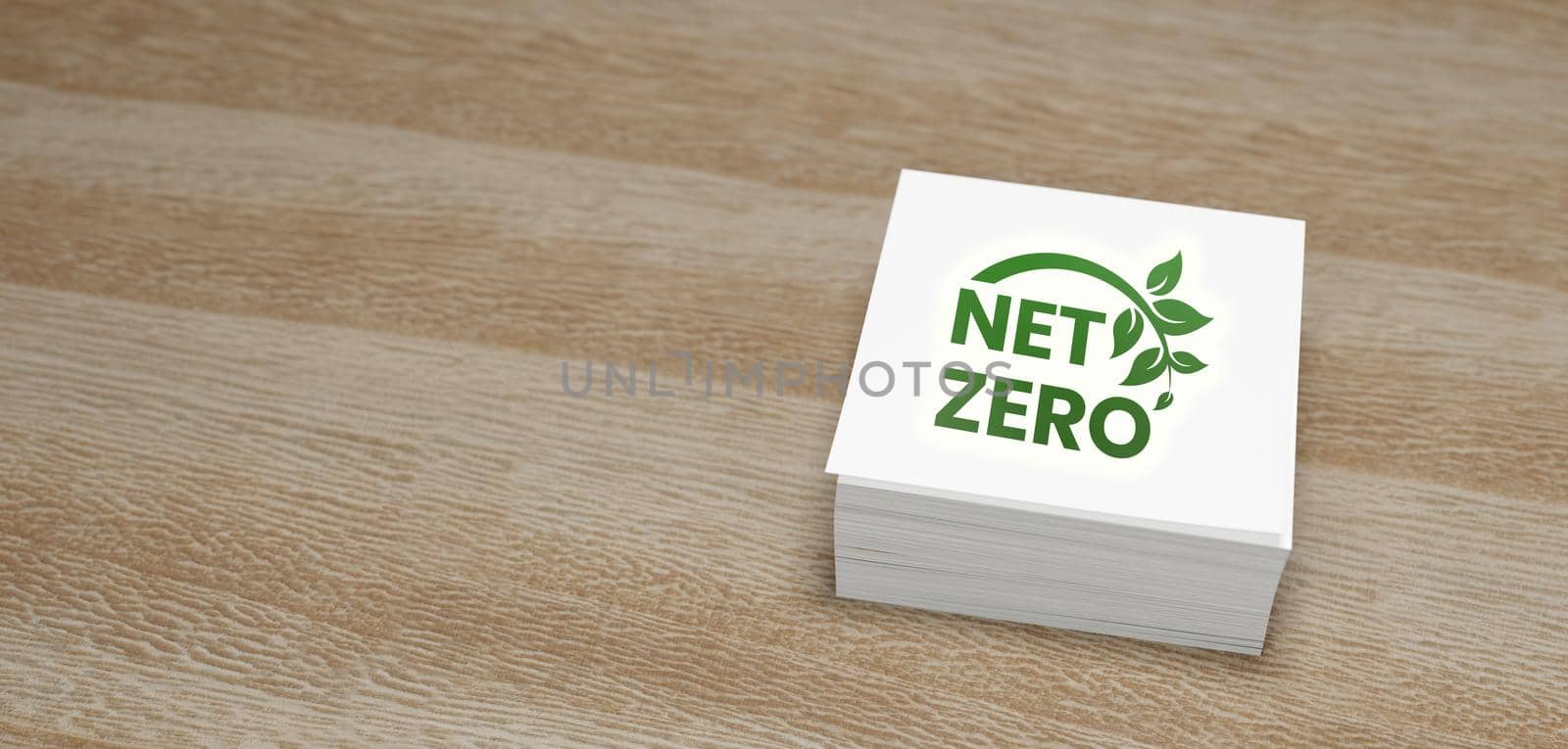 Net Zero icon on paper banner with copy space for text green concept 3D Render by yay_lmrb