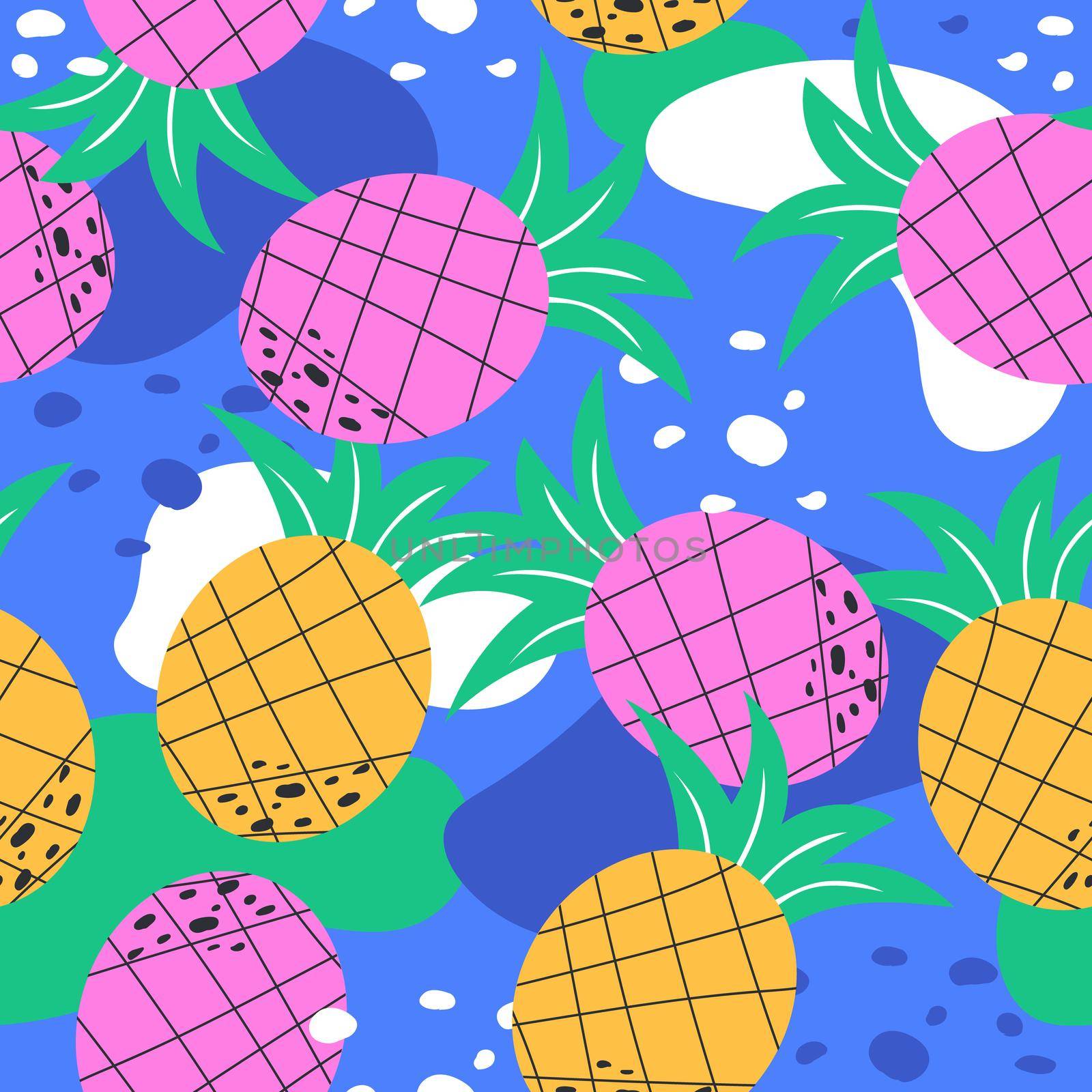 Seamless pineapple pattern. Cute pineapple pattern. Yellow and pink pineapple. Modern summer colors