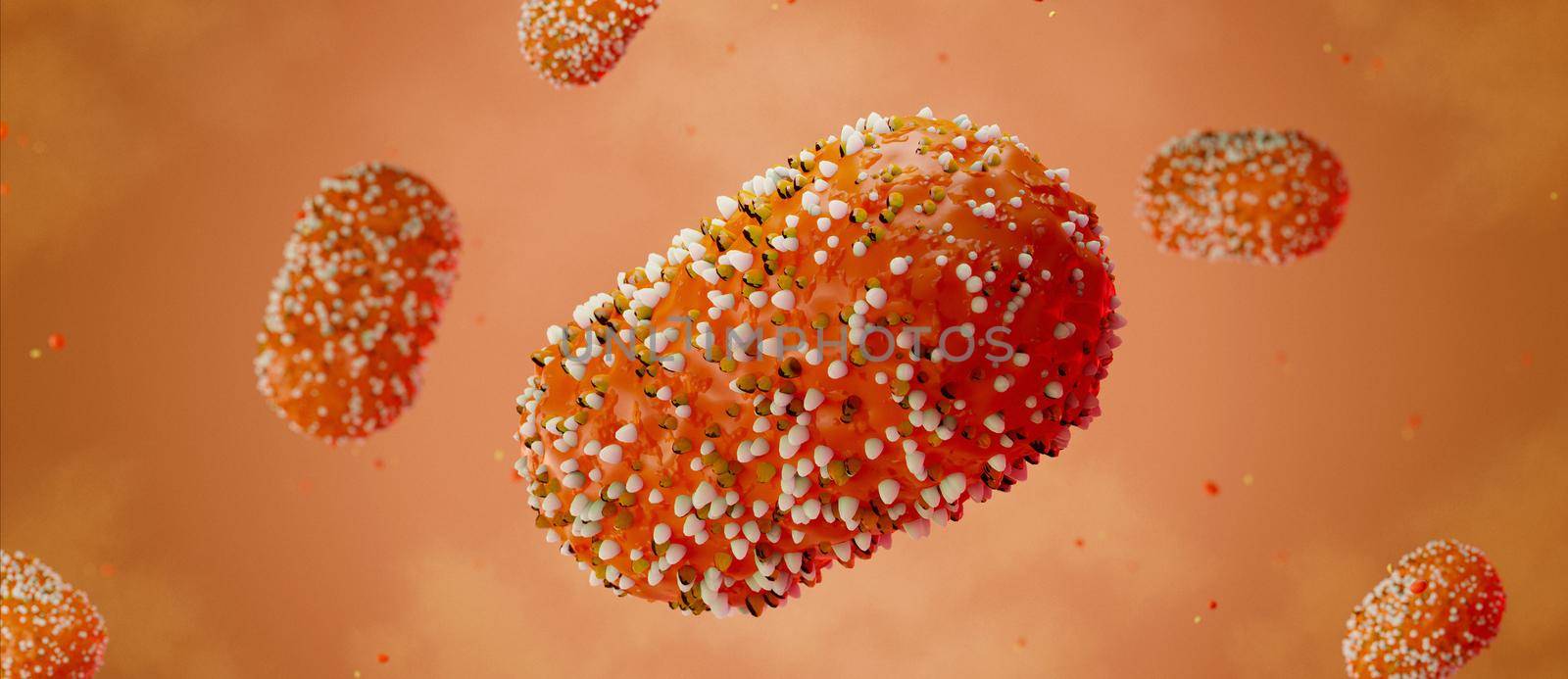 Monkeypox virus, infectious zoonotic disease 3D Render