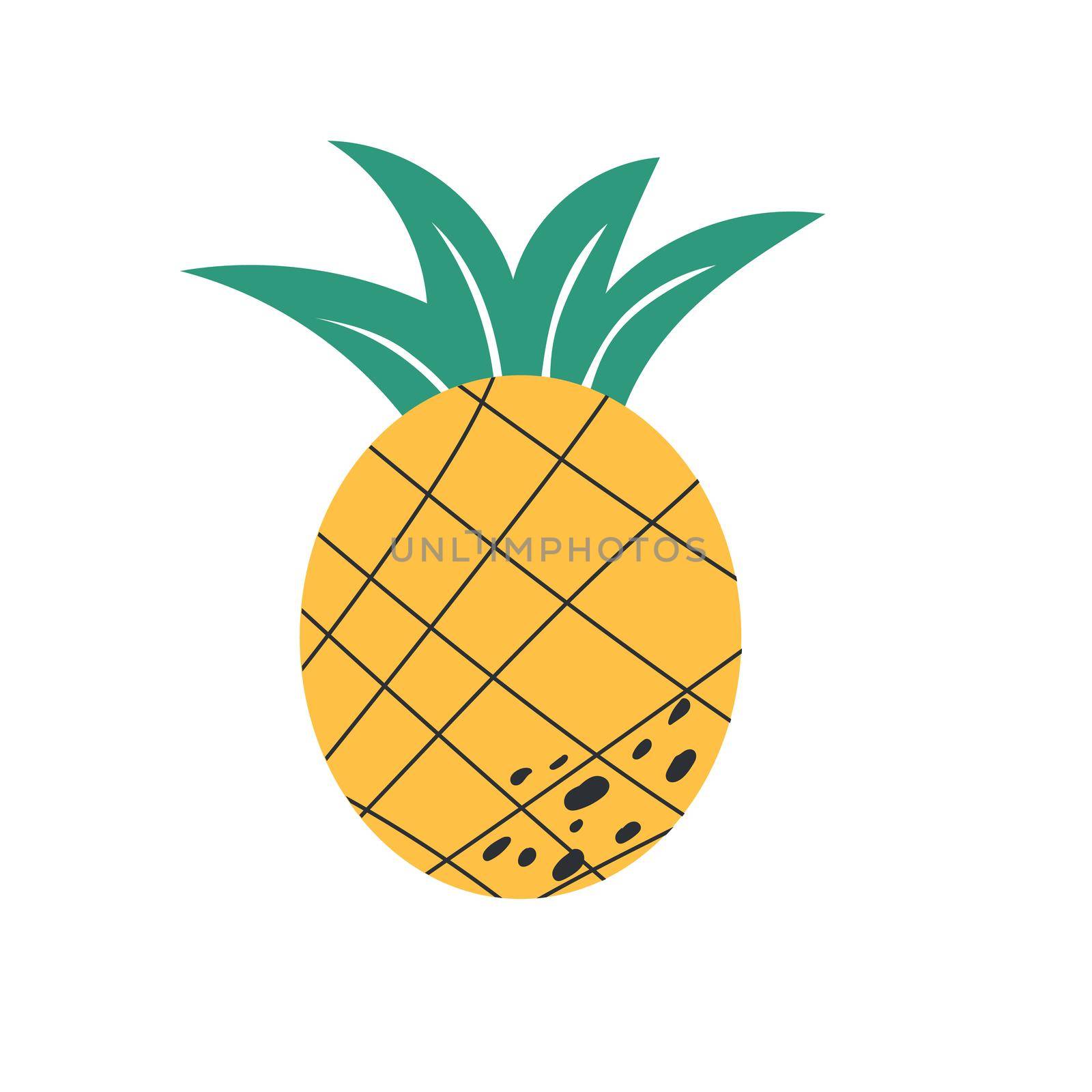 Modern vector pineapple illustration. Pineapple icon. Hand drawn design style. by natali_brill