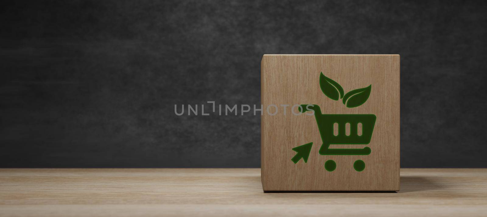 Eco Shopping Cart Icon Eco Green World Concept 3D Render by yay_lmrb