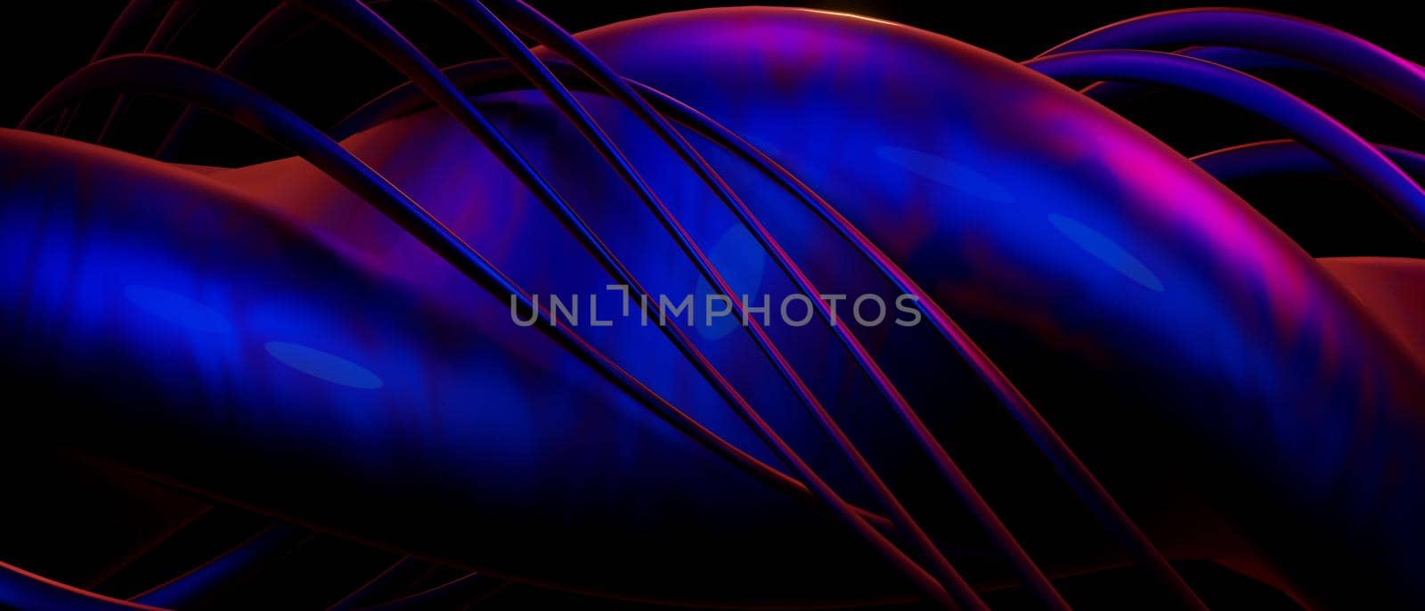 Creative Abstract Twirls Irridescent PurpleBlue 3D Background 3D Illustration