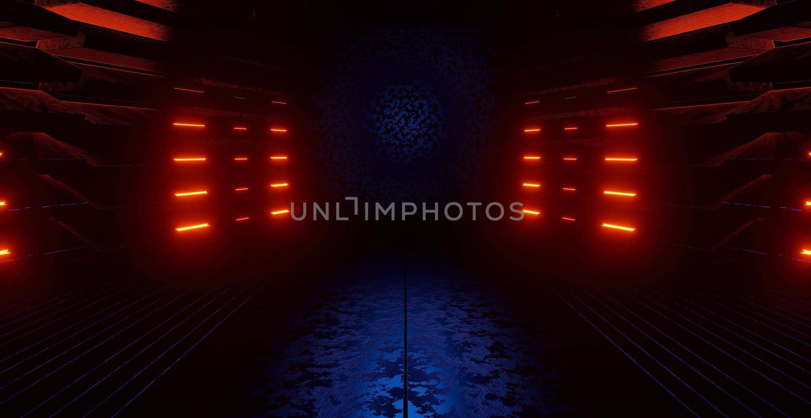 Abstract Empty Dark Scene With Laser Lights Black Product Background For Presentations 3D Rendering