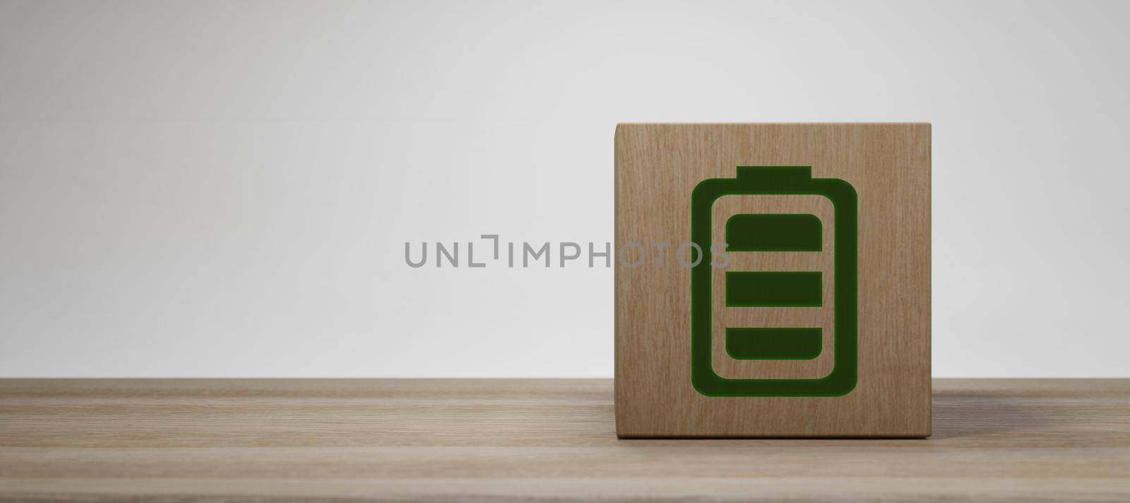Green Battery Eco Green Energy Wooden Block 3D Render by yay_lmrb