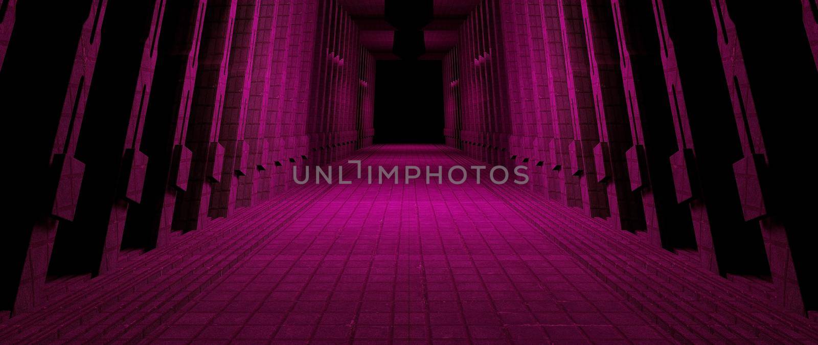 Neon Glow Futuristic Parking Showroom Car Garage Lighted Purple Banner Background Wallpaper Alien Futuristic Concept 3D Rendering by yay_lmrb
