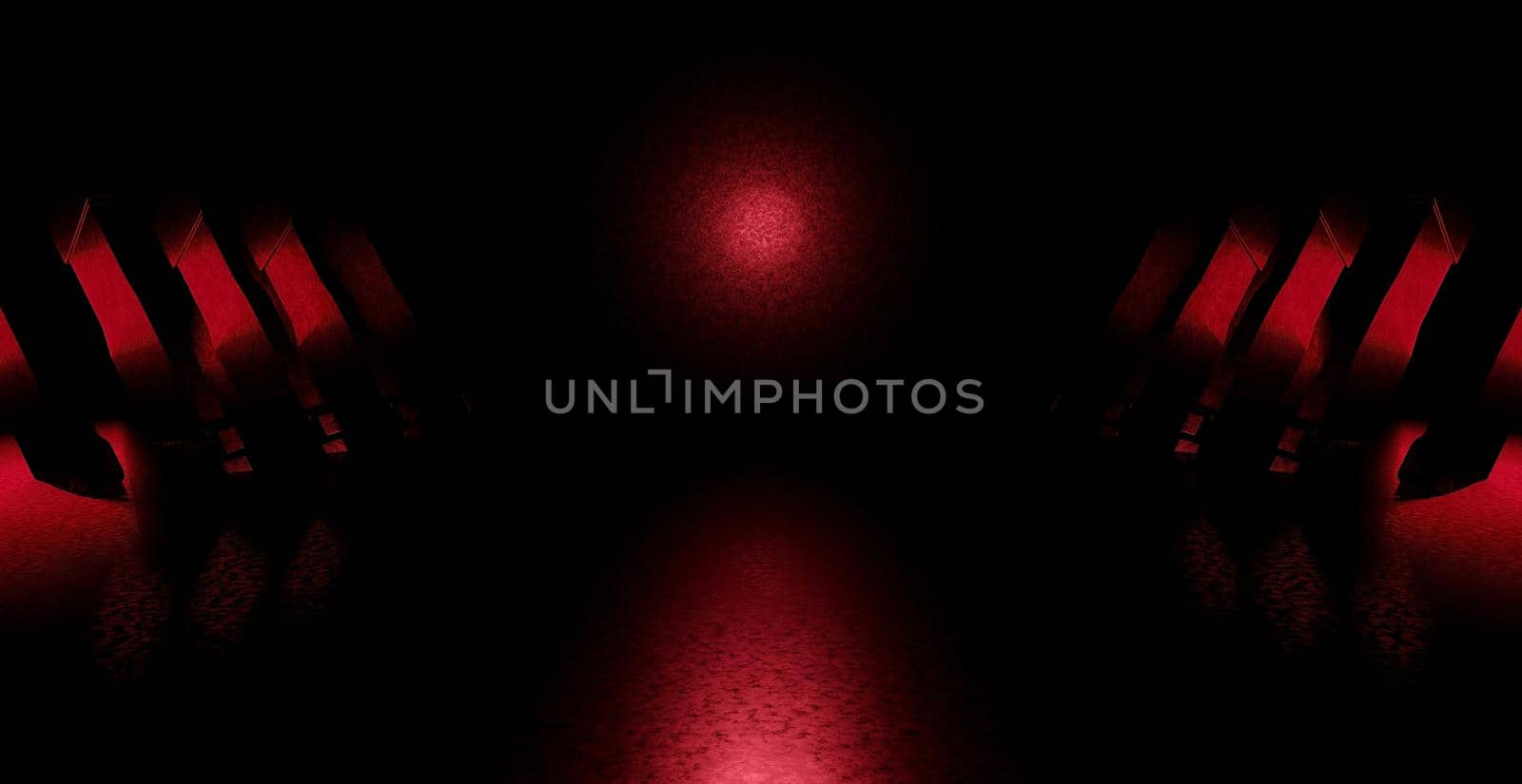 OuterSpace Reflective Studio Room Black Background Space Age Concept For Showroom Studio Montage 3D Illustration
