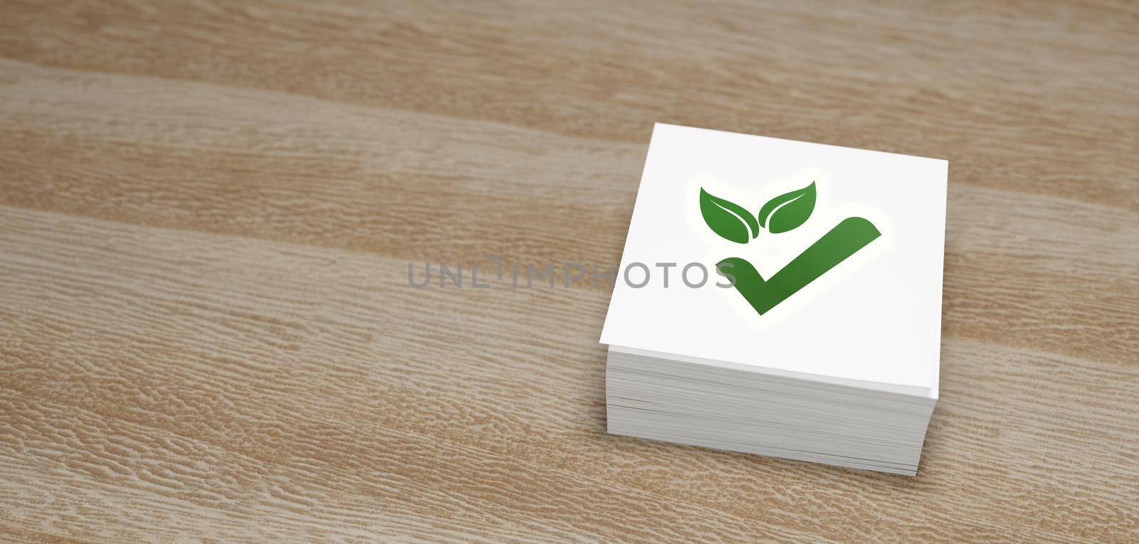 ECO Approve sign or symbol paper 3D Render