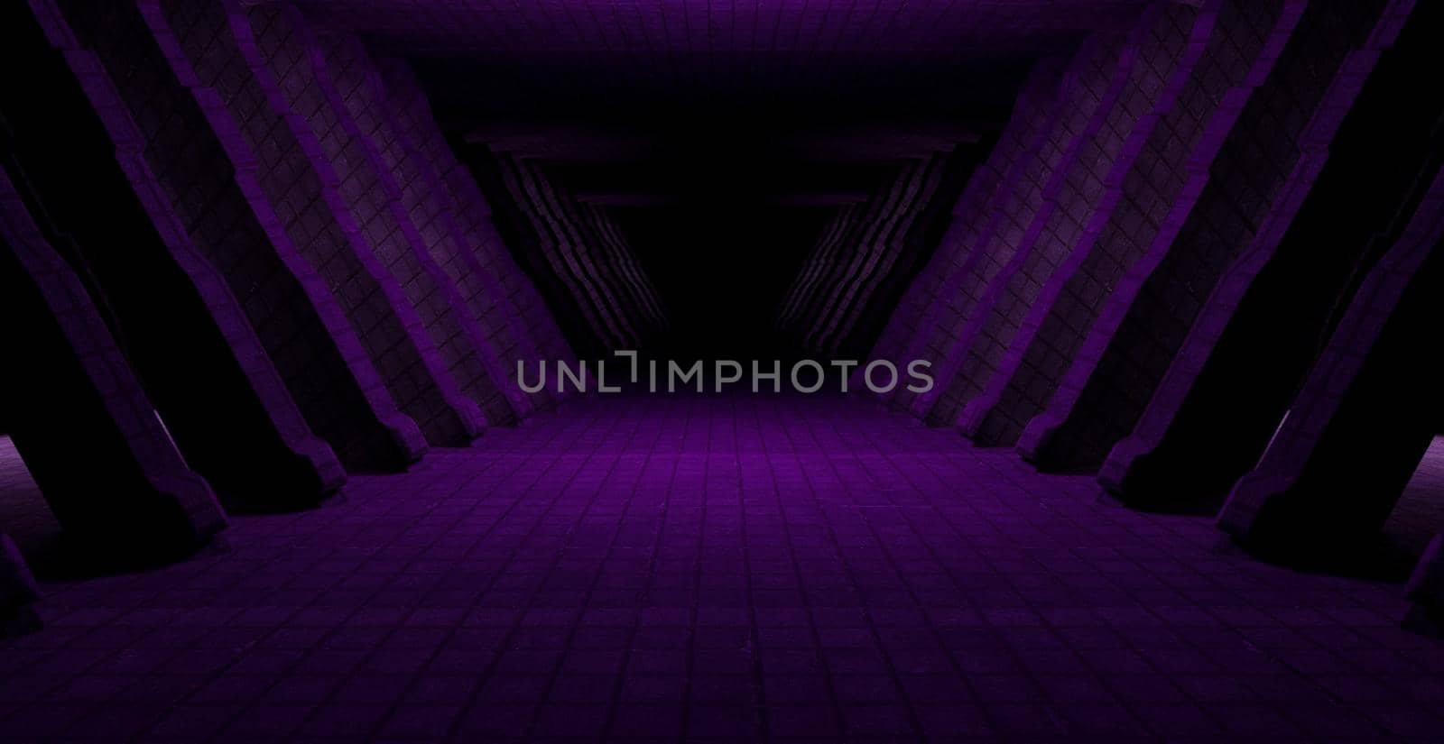Empty Futuristic Reflective Studio Room Dark Black Background Space Age Concept 3D Illustration by yay_lmrb