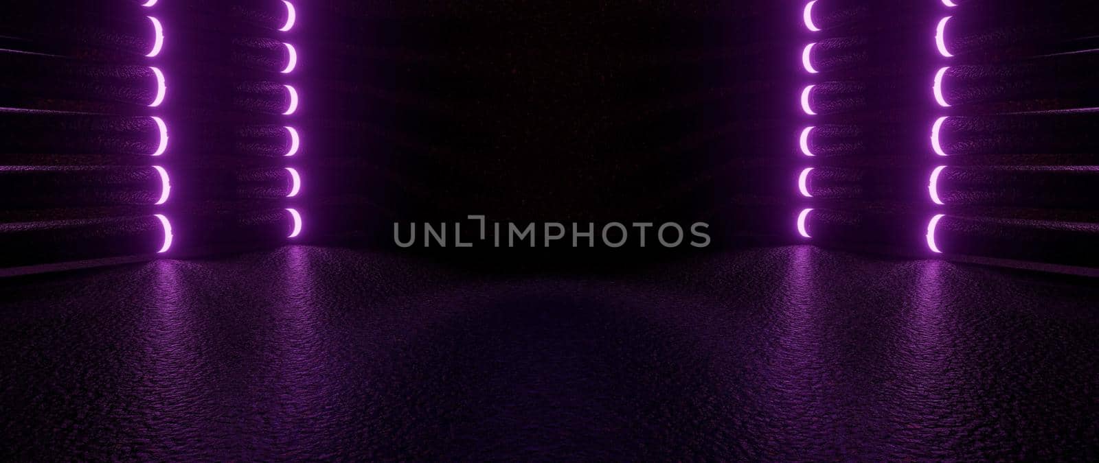 Unknown Garage Club Warehouse Parking StageBasement Spotlight Bright Purple Illustrative Banner Background Wallpaper For Graphic Design 3D Illustration