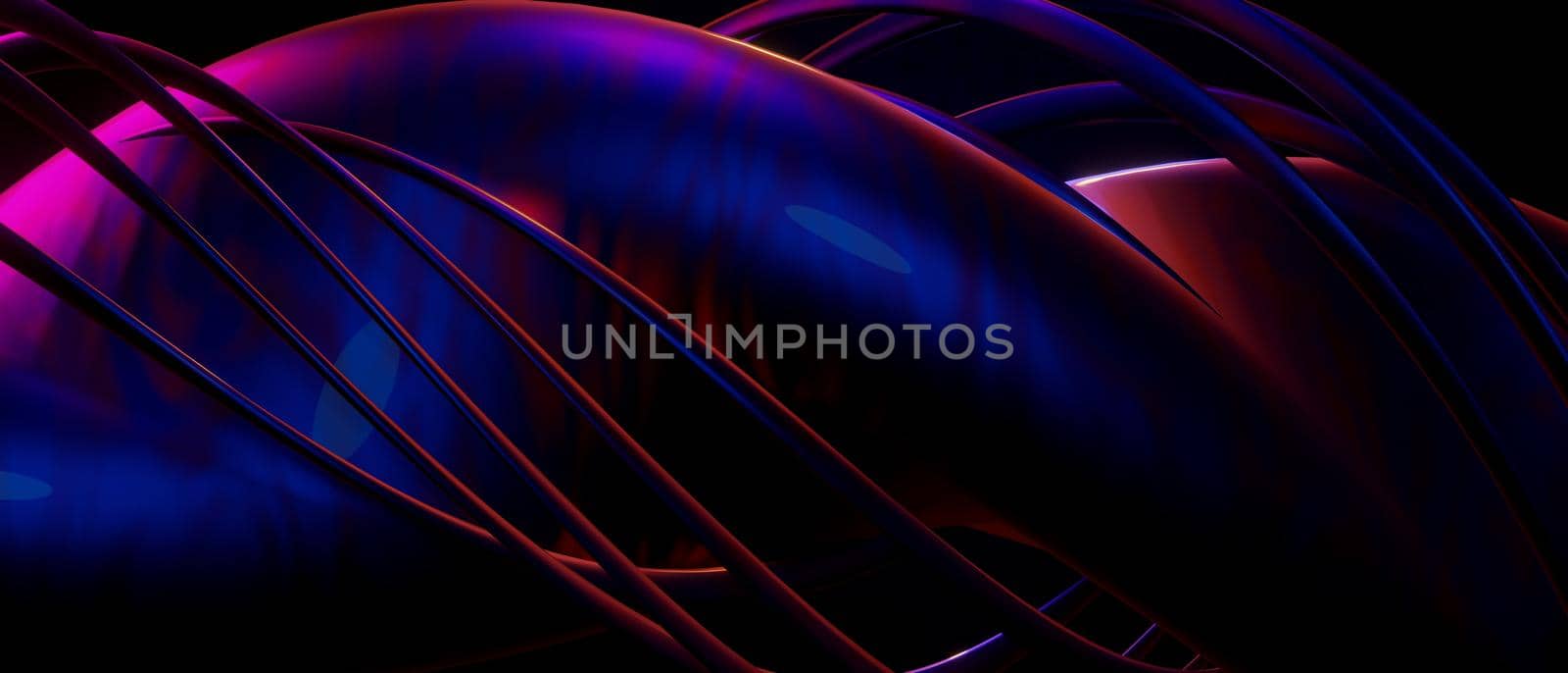 Festive Abstract 3D Metallic Cyberpunk BluePurple Iillustration Background 3D Render