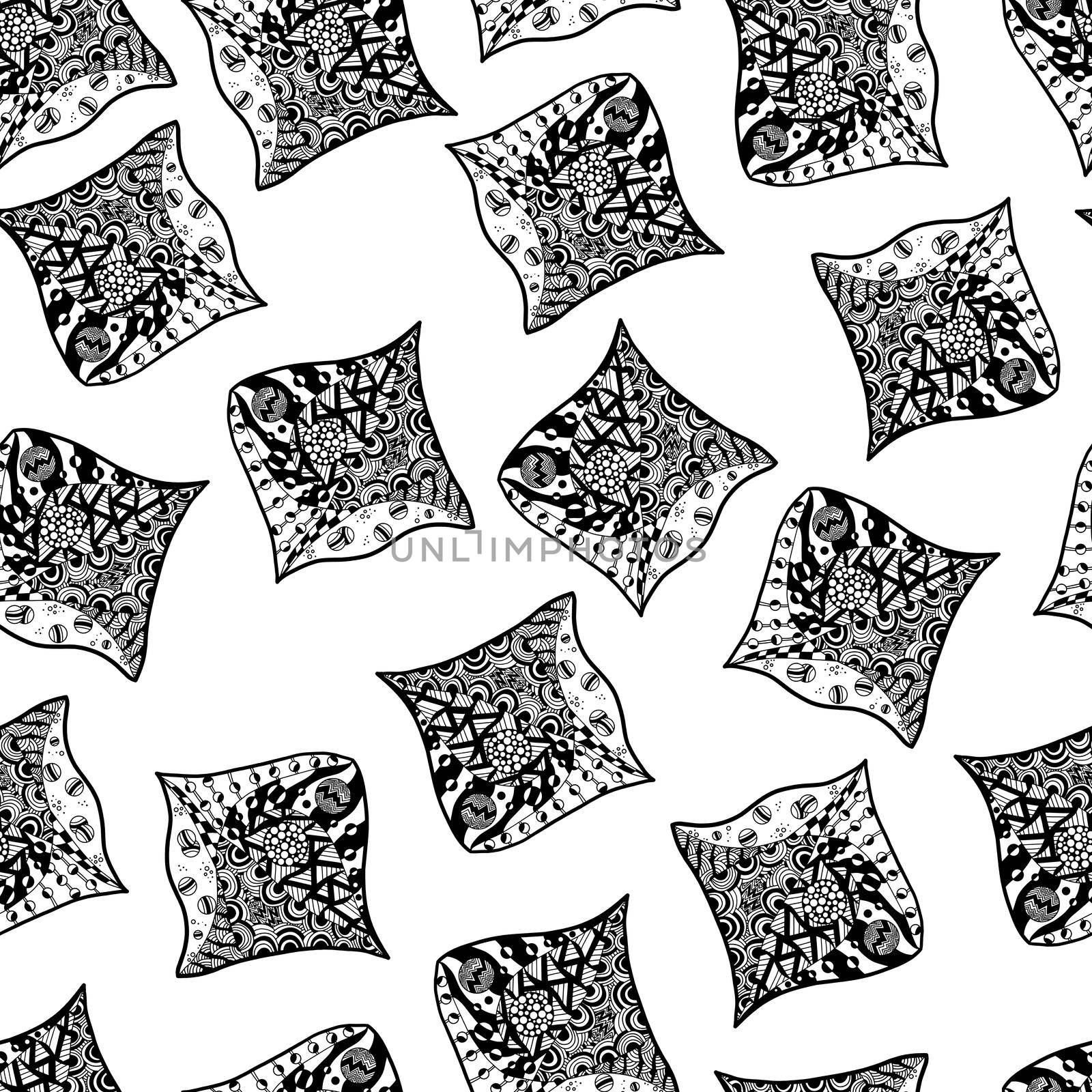 Abstract Zenart Seamless Pattern on the White Background. by Rina_Dozornaya