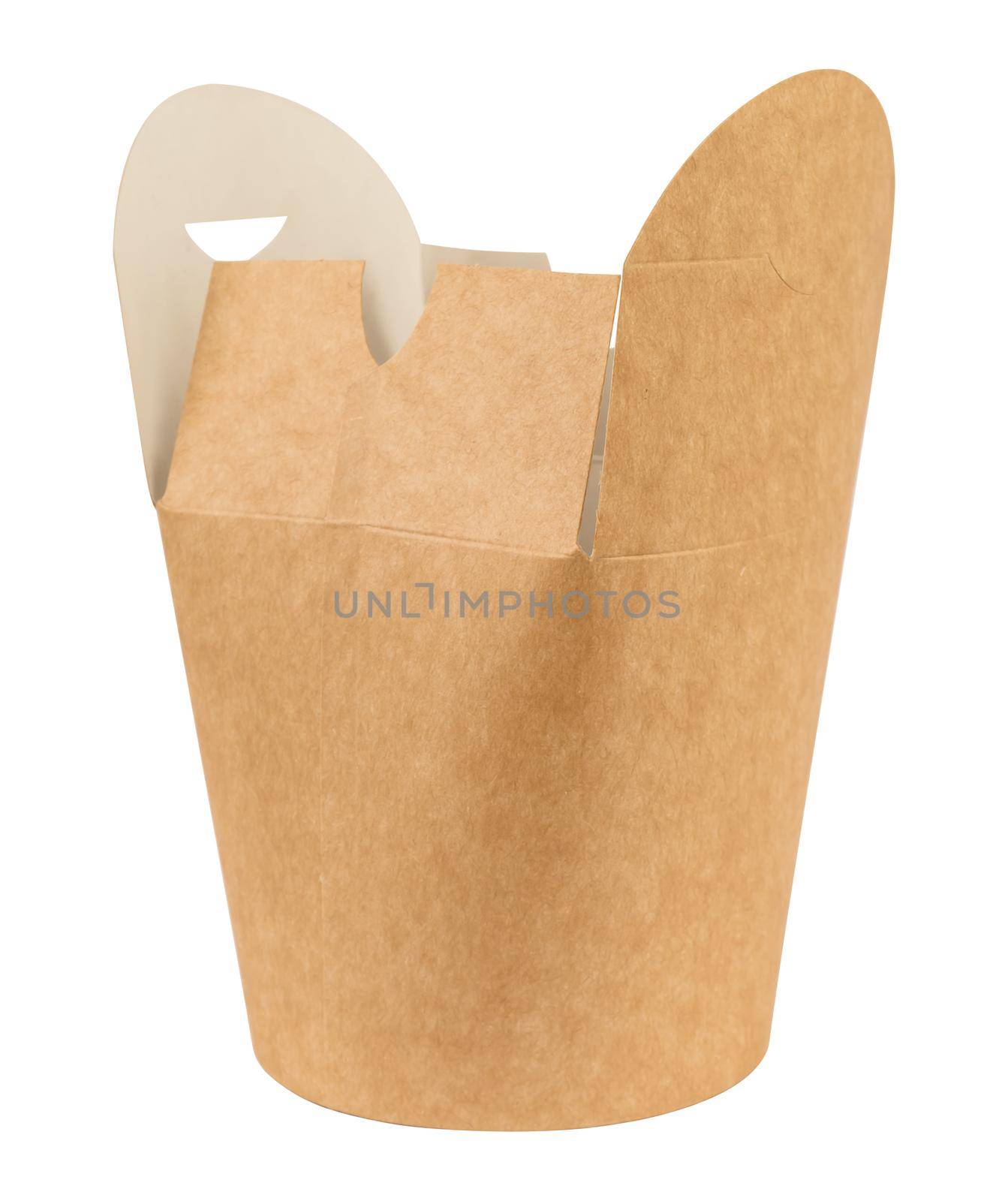 disposable paper packaging, for food, on a white background in isolation