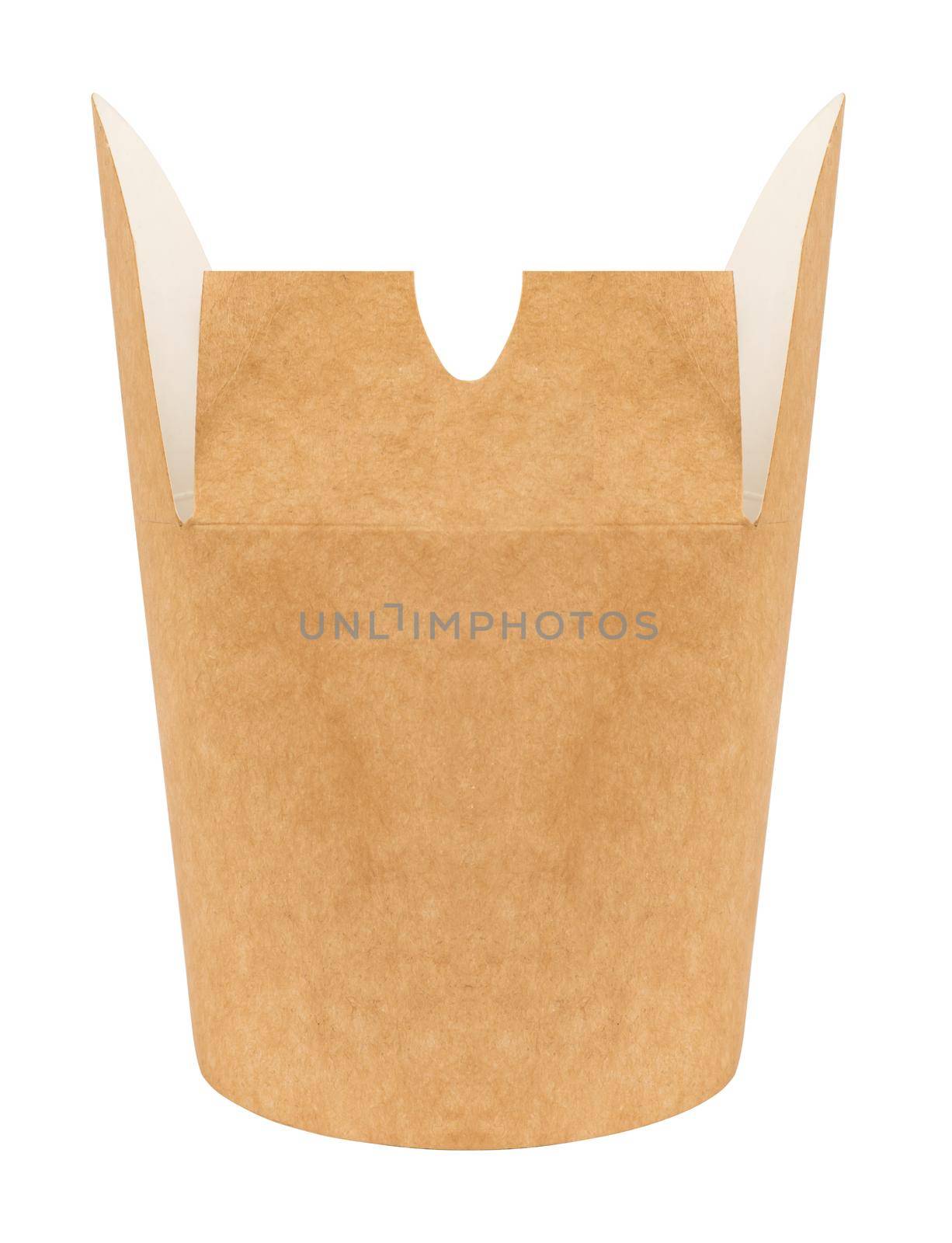 disposable paper packaging, for food, on a white background in isolation
