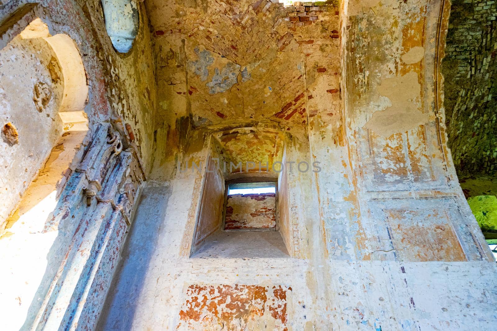 Interior of an ancient ruined temple. Bottom up view by Serhii_Voroshchuk