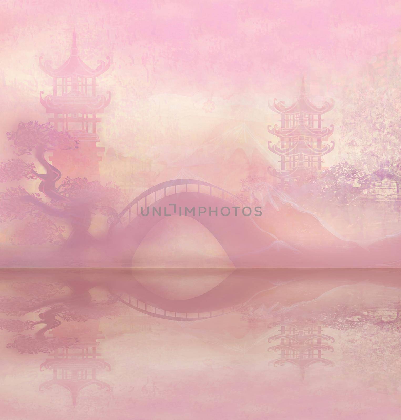 Abstract Asian temple Landscape